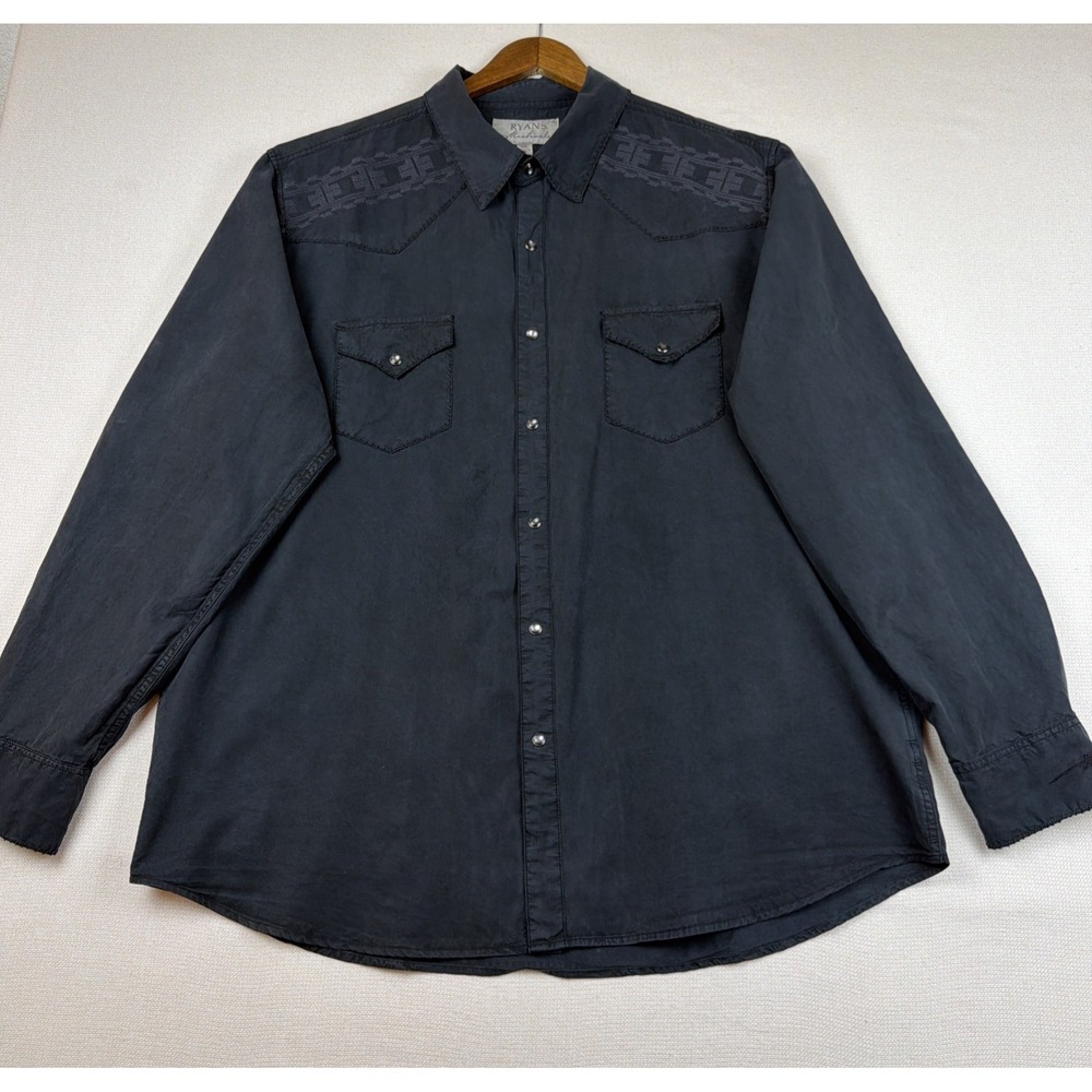 Ryan Michael Western Shirt Men XXL Smoke Gray Cowboy Rodeo Pearl Snap Silk Blend